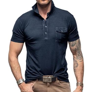 Imagem de BAFlo Camisetas polo masculinas, camisas polo respiráveis de manga curta para golfe, Azul royal, XXG