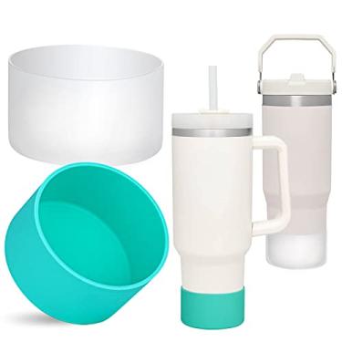 Imagem de QIANHAI Bota de silicone para Stanley Quencher Copo de 1,134 g 850 g e IceFlow 590 ml - Serve para acessórios Hydro Flask & Stanley Cup (1Clear1Lakeblue)