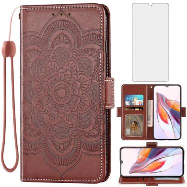 Imagem de Asuwish Capa de telefone para Xiaomi Redmi 12C/Poco C55 capa carteira com protetor de tela de vidro temperado e suporte de couro flip para cartão de crédito flor fólio acessórios para celular Redmi12C