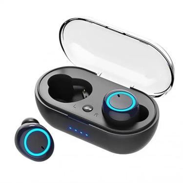 Imagem de Waillynice Fone de ouvido Bluetooth Y50 TWS 5.0 sem fio, IPX7, à prova d'água, graves profundos, sem fio, fones de ouvido esportivos (preto-azul)