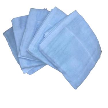 Imagem de Kit 5 Fralda Pano Bebê Tecido Duplo Pinte e Borde Minasrey (Azul)