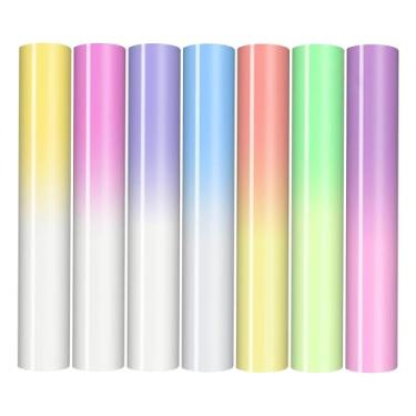 Imagem de kowaku 7x vinis de transferência de calor, ferro em, decoração multicolorida, htv, fácil de cortar para tecidos, bolsas, couros, faça você mesmo, sem brilho