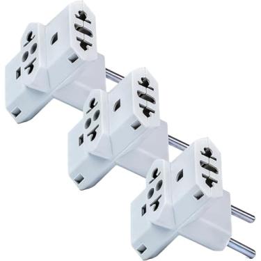 Imagem de Kit com 03 Adaptadores Benjamim Tomada T Com 3 Entradas Multiplicador de Tomadas 10A até 250v Plug Fino - Bivolt 110v 220v -