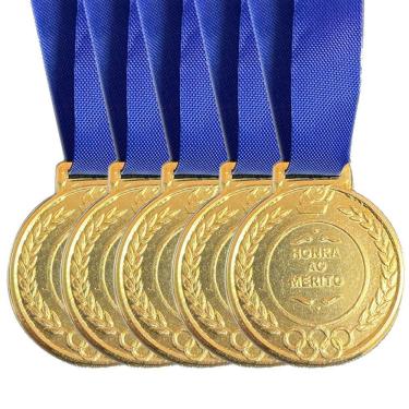 Imagem de Kit 5 Medalhas Ouro Prata Bronze Honra Ao Mérito 2,9cm ouro