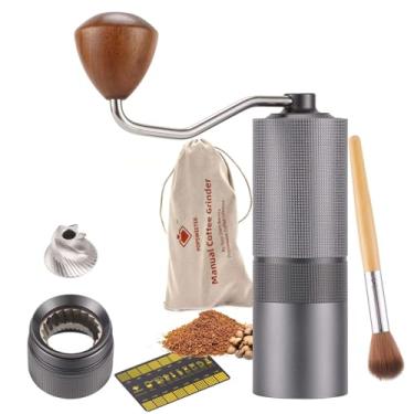 Imagem de Moedor de café manual Popsweet C38 com rebarbas externas afuniladas de aço inoxidável destacáveis, moagem de grãos de café de 181 kg, moedor de café expresso ajustável manual 36, perfeito para casas,