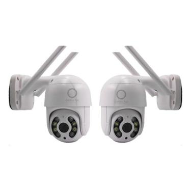Imagem de Kit 2 Câmeras IP WiFi Dome Rotativas com Visão Noturna, Branco