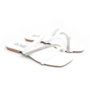 Imagem de Sandália Rasteirinha Casual Feminino Tiras Brilho Moda Elegante Prática-Feminino