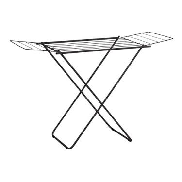 Imagem de Varal de Chão com Abas Dobrável Secador de Roupas Preto