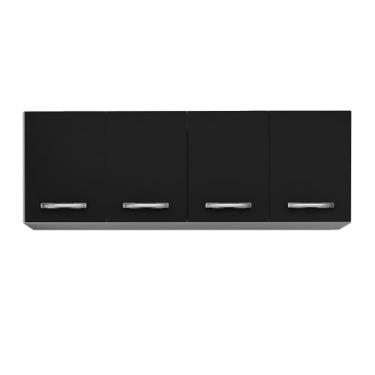 Imagem de Armário Aéreo Panamá 04 Portas 160cm Branco/Preto - Lumil Móveis
