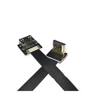 Imagem de Cabo HDMI FFC FPV HDMI Flim fino macio padrão HDMI fêmea plugue para HDMI macho padrão 90 graus Gimbal Rig Aerial Shooting FPV Preto, Preto, 30CM