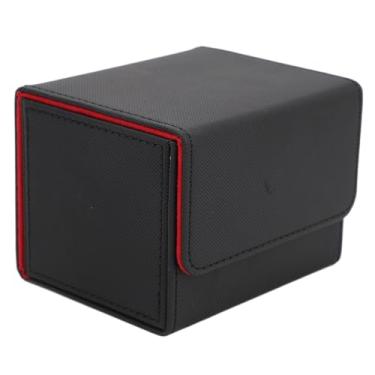 Imagem de Estojo de Couro Pu para Baralho de Cartões, Tampa Magnética Com Aba, Grande Capacidade para Cartas de tarô, Comporta até 100 Folhas de Cartões (Preto Vermelho)