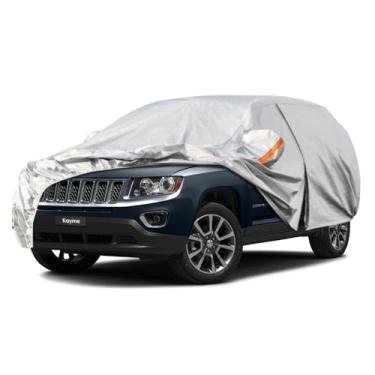 Imagem de Capa de carro SUV de 6 camadas Kayme Impermeável para todos os climas para automóveis, cobertura completa para uso externo, proteção contra chuva e sol, UV, prata