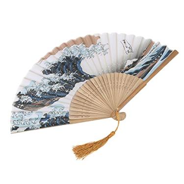 Imagem de Ventilador de Mão, Leques de Seda, Ventilador de Mão Japonês de Bambu Com Estilo Elegante para Decoração de Escritório Doméstico (Erqing 25 ossos)