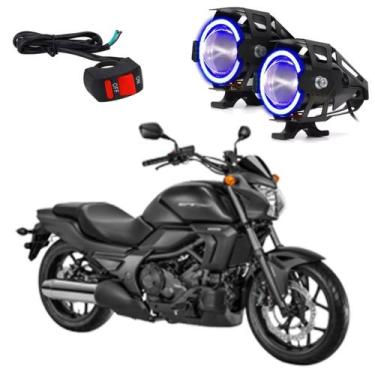 Imagem de Kit Led Farol Milha Moto Honda VTX 1800C 2005 2006 2007 Angel Eye Azul