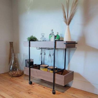 Imagem de Carrinho Bar Para Bebidas Estilo Industrial Rodízio 93,5cm - Artesano 