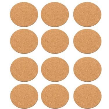Imagem de 12 peças de porta-copos redondos de cortiça, porta-copos de madeira de 8,5 cm absorventes resistentes ao calor reutilizáveis ou copos de café chá copos de vinho canecas