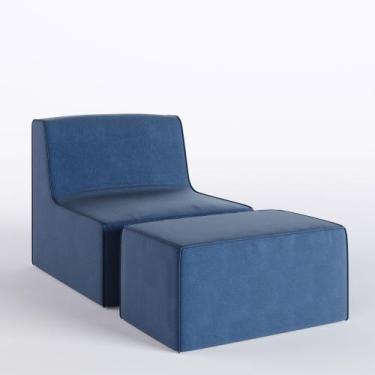 Imagem de Poltrona Decorativa Macia + Apoio Core - RS Estofados, Azul