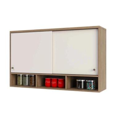 Imagem de Armário Mel 120 cm 2 Portas de Correr e Nicho Inferior Luciane Móveis