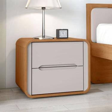 Imagem de Mesa de Cabeceira Loop 2 Gavetas Amendoa Clean/Off White - Móveis Lopa
