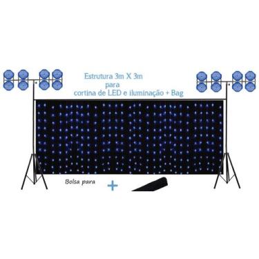 Imagem de Pedestal Tripé Gol Iluminação Dj+Barra P/Cortina De Led+Bag - Aj Som A