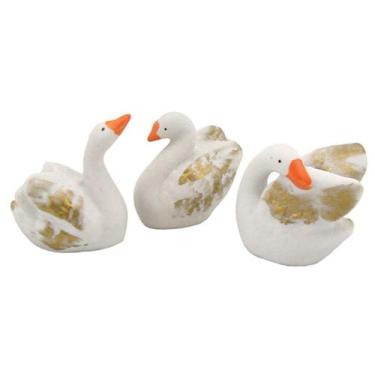 Imagem de Enfeite Decorativo Cisne Miniatura Ceramica Branco/Dourado - Decore Ca