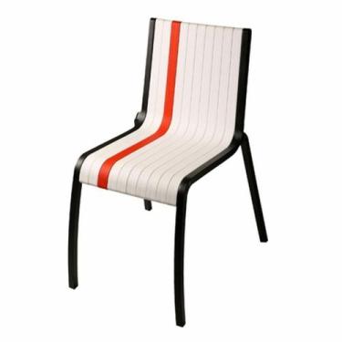 Imagem de Cadeira Branca c Faixa Vermelha Design Moderno Primeira Linh - LUXdéco
