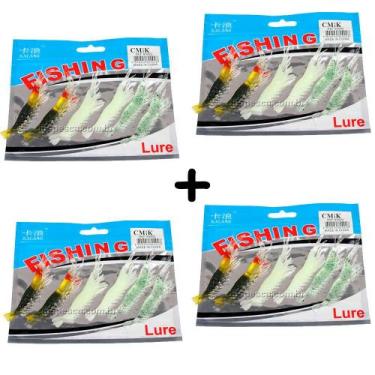 Imagem de Kit 24 Iscas Artificial Camarão Realístico Soft 7cm - Cmik