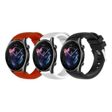 Imagem de 3 Pulseiras Silicone Para Gtr 47 / Gtr2 / Gtr3 / Gtr 3 Pro - Preto / V