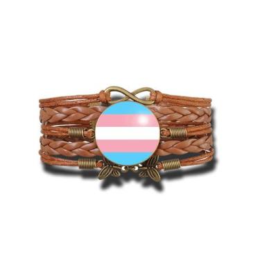 Imagem de Pulseira Feminina Bandeira do Orgulho Trans Ajustável - RECANTO ASTRAL