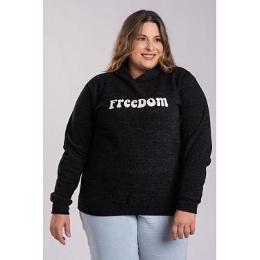 Imagem de Jaqueta Feminina Plus Size Bouclê Capuz Aplique Frente - Serena, Preto