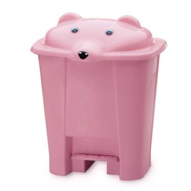 Imagem de Lixeira Infantil c/ Pedal Adoleta Quadrada Urso 0717,  Rosa 0717/16