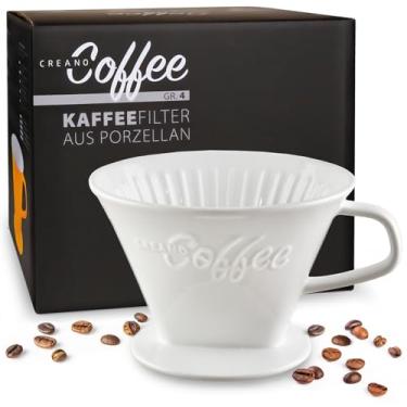 Imagem de Creano Coador de café de porcelana – branco – cafeteira de cerâmica – cafeteira para sacos de filtro tamanho 4 – Fácil preparação manual para puro sabor – também para acampamento, caminhada