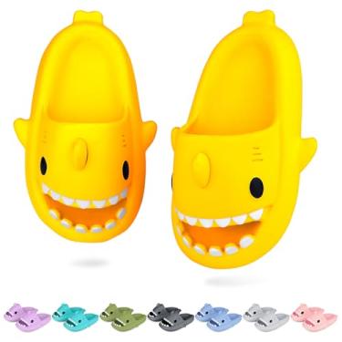 Imagem de Chinelos de tubarão para crianças, meninos, meninas, chinelos de tubarão fofos para bebês, sandálias de chá nublado, praia, piscina, secagem rápida (bebês, crianças pequenas), Amarelo-02, 1-1.5 Little Kid