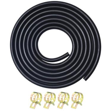 Imagem de 1/20.3 cm I.D. 3,5 mm 6 pés mangueira de combustível substituição de linha de gás com 4 peças de braçadeiras para Hon&da 95001-35003-60M cortadores de grama tratores scooter ATV carrinho de golfe