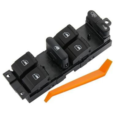 Imagem de ZAPOSTS Interruptor de janela elétrico serve para Volkswagen Golf 1999-2006, Jetta 1999-2005, Passat 1999-2005. Interruptor mestre vidrios da porta de controle lateral do motorista. 1J4 959 857D