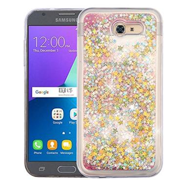 Imagem de AMZER Capa protetora híbrida com glitter e areia movediça à prova de choque para Samsung Galaxy J3 (2017)/Galaxy Amp Prime 2/Galaxy J3 Emerge/Galaxy Sol 2, rosa