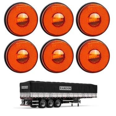 Imagem de 6 Lanterna Lateral Randon LED Âmbar 85mm Saída Fios - DW Componentes