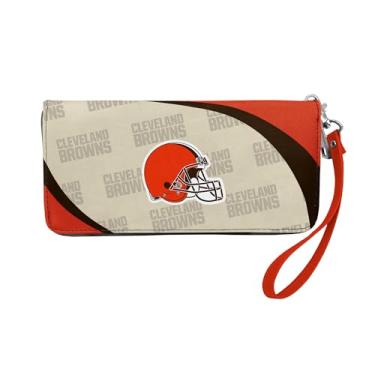 Imagem de Littlearth Carteira organizadora feminina NFL Cleveland Browns Curve com zíper, cor do time, 20 x 10 x 2,5 cm