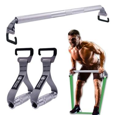 Imagem de J Bryant Faixa de resistência fitness barra de exercício com alças gancho grande resistente barra curta agachamento corpo inteiro treinamento de força portátil equipamento de treino doméstico