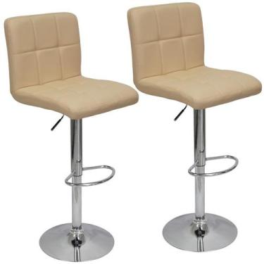Imagem de Kit 2 Banquetas Confort Gomos Estofada Giratória Bege - Lianto Decor