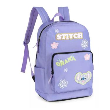 Imagem de Mochila Costas Juvenil Stitch Disney Escolar Ajustável Lilas