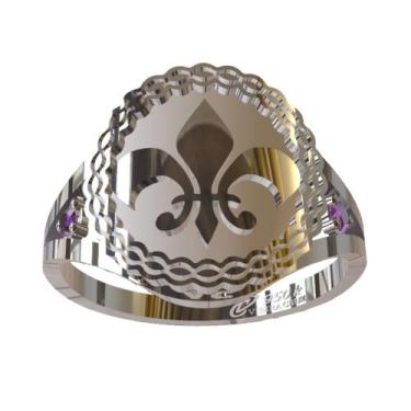 Imagem de Anel de Formatura Letras Em Prata 950K - Vieira Cruz Joias, Prateado, 