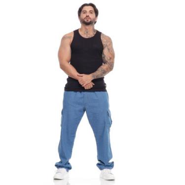 Imagem de Calça Cargo Jeans Masculina Baggy Balão Jeans Masculino - Mitchelgutto