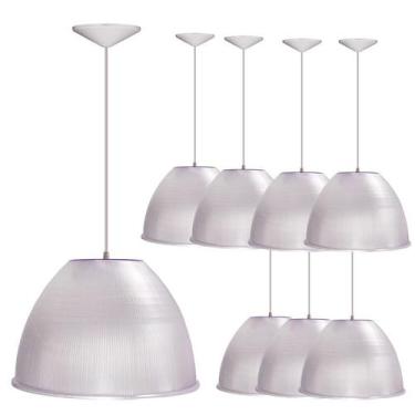 Imagem de Kit 8 Luminárias Para Galpão Industrial 16 Pol 40cm Cristal Cabo 1,1M 