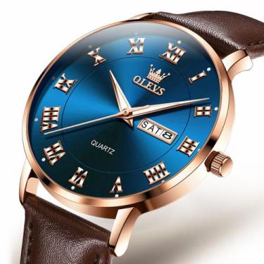 Imagem de Relógio De Pulso Masculino Dourado Luxo Casual Analógico - OLEVS