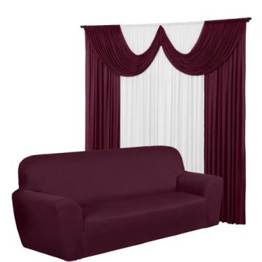 Imagem de Kit Sala Cortina 2 Metros Paris + Capa 4 Lugares Coladinha Spandex - D