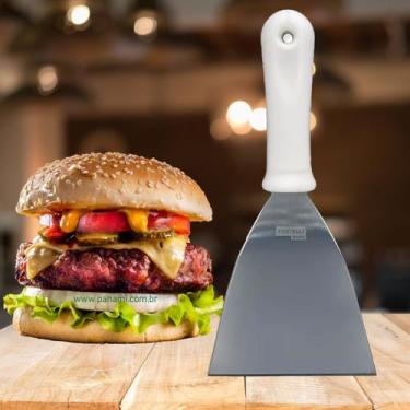 Imagem de Espatula Reta Inox Premium Fratelli Chapeiro Lanche Hamburguer Grelhar