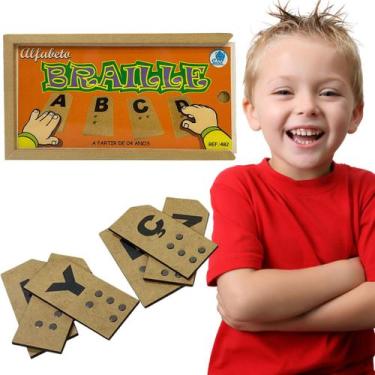 Imagem de Alfabeto em Braille Brinquedo Infantil Educativo em Madeira - Simque