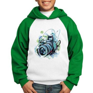 Imagem de Moletom Infantil Câmera Fotográfica - Foca na Moda, Branco, Verde, 10