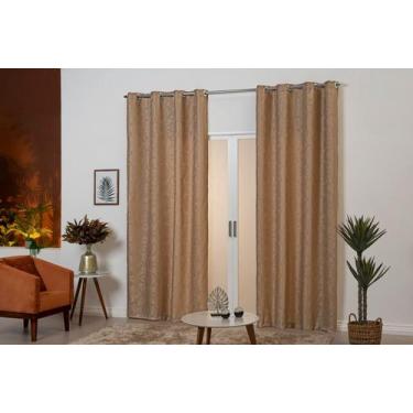 Imagem de Cortina Que Veda 50% Da Luz Jacquard 3,00 metros Com Ilhós Cromado Beg